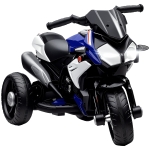 HOMCOM Elektrische kindermotorfiets, verlichting & geluiden, 3 km/u, oplaadbaar, kunststof & metaal, Blauw/Wit