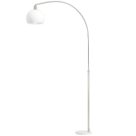 HOMCOM Lampada da terra curva con interruttore a pedale e base in marmo, bianco