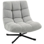 HOMCOM Fauteuil salon sans accoudoirs, chaise pivotante en tissu chenille imperméable, assise large, 75 x 95 x 90 cm gris clair