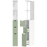 HOMCOM Slim Bathroom Storage Cabinet, Tall Bathroom Floor Cabinet with 2-Tier Shelf and 2 Drawers, White and Light Green