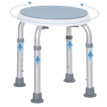 HOMCOM 360° Swivel Shower Chair, Height Adjustable Aluminium Shower Stool with Non-Slip Feet for Disabled, Elderly, Light Blue