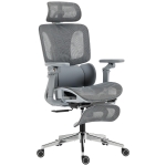 HOMCOM Chaise Bureau Ergonomique avec Accoudoirs 6D Appui-Tête et Profondeur d'Assise Réglables Maille Gris
