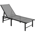 Outsunny Tumbona Reclinable de Jardín Exterior con Respaldo Ajustable en 5 Posiciones y Marco de Acero 166x60x84 cm Gris