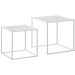 HOMCOM Bijzettafelset, Moderne Nesttafels, Ruimtebesparend, Stabiel Stalen Frame, Wit