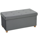 HOMCOM Velvet Upholstered Foldable Ottoman Footrest, Storage Ottoman Bench with Wood Legs for Living Room, Grey