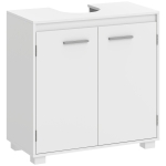 HOMCOM Mueble Bajo Lavabo de Baño Moderno Independiente con Recorte en U Estante Ajustable Blanco