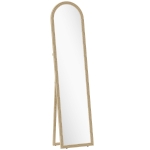 HOMCOM Espejo de Pie Cuerpo Entero con Marco Efecto Piedra Espejo de Pared con 2 Formas de Uso Arqueado 40x3,7x160 cm Beige