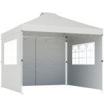 Outsunny Pop Up Gazebo Waterproof Height Adjustable Canopy with 3 Sidewalls Wheeled Bag for Parties 3 x 3 m White