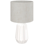 HOMCOM Lampe de Table avec Base en Céramique et Abat-Jour en Lin, Lampe de Chevet avec Interrupteur, Culot E27, Blanc et Beige