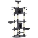 PawHut Árbol Rascador para Gatos Alto con Casetas y Hamacas 60x60x200 cm Gris Oscuro