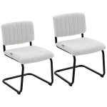 HOMCOM Eetkamerstoelen set van 2 met modern sledeframe, hoge rugleuning en teddylook, voor keuken of eettafel, crème