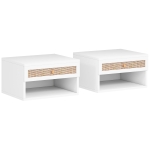 HOMCOM Lot de 2 tables de chevet murales tiroir coulissant, niche, plateau - en bois dim. 40L x 34l x 23H cm