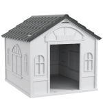 PawHut Niche pour Chien Extérieur avec Toit en Pente et Porte Avant Ouverte, pour Chiens Moyens et Grands, 84,2x98,2x82cm, Gris