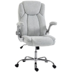 Scaun Ergonomic HOMCOM, Spătar Înalt, Tapițat în Catifea Imprimată, Cotiere Rabatabile, Alb Crem