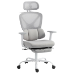HOMCOM Chaise bureau ergonomique, fauteuil de bureau avec soutien lombaire dynamique adaptatif, 73x75x120-128cm, gris