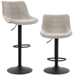 HOMCOM Set 2 drehbare, höhenverstellbare Barhocker mit Metallfuß und Rückenlehne, Cremeweiß