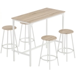 HOMCOM Set de mesa alta de 5 piezas para 4 personas, mesa alta de estilo industrial con taburetes para cocina & comedor, roble