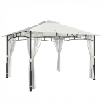 Outsunny Pavillon, 3x3,6 m wasserabweisend Stabil Gartenpavillon mit Moskitonetz, Doppeldach, für Garten, Terrasse, Schwarz