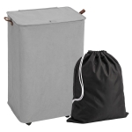 HOMCOM Cesto de Ropa Sucia con Tapa y Ruedas 50L Cesta de Ropa Sucia Plegable con Bolsa con Cordón Extraíble 40x30x65 cm Gris
