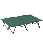 Outsunny Campingbett Klappbar für 2 Personen Feldbett Klappbett mit Tragetasche bis 136 kg belastbar Stahl Oxford Grün+Schwarz 193 x 125 x 40 cm