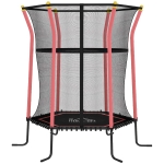 HOMCOM Trampolin für Kinder, 122 x 111 cm, mit Sicherheitsnetz, gepolstert, Stahl, belastbar bis 50 kg, Schwarz & Rot