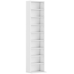 HOMCOM Scaffale Porta CD con 6 Ripiani Regolabili, Capacità di 260 CD/120 DVD, 33x24x140 cm, Bianco