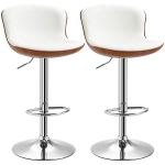 HOMCOM 2er-Set Barhocker, höhenverstellbar, Metallgestell, drehbarer Sitz, Cremeweiß