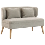 HOMCOM 2-Sitzer-Sofa, kleines Chenille-Sofa mit Flügelrücken, dickem Sitz, Gummibaumholzfüßen, Beige