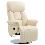 HOMCOM Relaxsessel, Liegefunktion, Lederoptik, Fußstütze, bis 150 kg, 78 x 80 x 109 cm, Creme