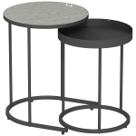 HOMCOM 2er-Set Wohnzimmertische, ineinander verschiebbar, Tablett-Design, Metall, Grau