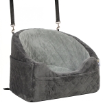 PawHut Dog Car Seat, Detachable Washable Dog Booster Seat with Thick Cushion, Seat Belt, Pockets for Small Under 10kg, Grey