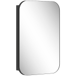 HOMCOM Spiegelschrank Bad, Badezimmerschrank mit Spiegel, Hängeschrank mit Verstellbarem Regal, 40 x 10 x 60 cm, Schwarz