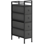 HOMCOM Kommode Schrank mit 4 Schubladen aus Vliesstoff Aufbewahrungsschrank mit Stahlrahmen, 20cm x 43cm x 81,5cm, Schwarz