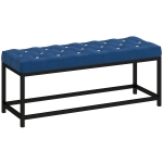 HOMCOM Banco Pie de Cama Tapizado en Terciopelo Diseño Capitoné Base de Metal para Dormitorio Entrada Salón Azul Oscuro