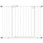 PawHut Barrera de Seguridad para Perros 74-100 cm con Extensiones Montaje a Presión y Doble Bloqueo Blanco