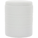HOMCOM Taburet Rotund Tip Pouf cu Spațiu de Depozitare 33L din Sherpa cu Capac, Capacitate 120kg, Living, Hol, Alb