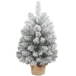 HOMCOM Mini Künstlicher Weihnachtsbaum 60 cm Tannenbaum künstlich mit Schnee, 72 Spitzen 6 Tannenzapfen Zementbasis