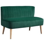 HOMCOM Sofa Retrodesign 2-Sitzer-Sofa, Holzbeine, 117 cm x 56,5 cm x 77 cm, Dunkelgrün