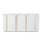 Aparador para sala de estar com 4 portas, elegantes frisos dourados, independente, 35x140x70 cm, Branco