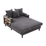 Divano letto con portabicchieri su entrambi i lati e bracciolo pieghevole, 129x170x70 cm, grigio scuro