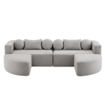 Divano modulare con funzione letto, schiuma ad alta resilienza e molle insacchettate, 292x165x68 cm, Grigio