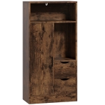 HOMCOM Mobile Bagno Slim con Cassetti e Scomparti Aperti, 50x25x100 cm, Marrone Rustico