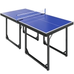 HOMCOM 6ft Table Tennis Table, Ping Pong Table with Net, Foldable and Portable Ping Pong Set for Indoor Use, Easy Assemble, Midsize, Blue