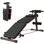 HOMCOM Banco de Ejercicio o Musculación, Banco Abdominales Plegable Ajustable en Altura con Soporte Poplíteo Regulable en 5 Niveles Ideal Hogar y Gimnasio 137x51x50-66 cm Negro