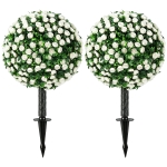 HOMCOM Kunstrozenbollen UV-bestendig voor buiten, set van 2 rozenbomen, 55 cm, wit