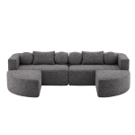Divano modulare con funzione letto, schiuma ad alta resilienza e molle insacchettate, 292x165x68 cm, Nero