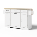 Ilha de cozinha móvel com tampo rebatível, rodízios com travão 360°, para 2–4 pessoas, 120x70x87 cm, Branco