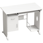 HOMCOM Escritorio para Ordenador 100x52x75 cm Bandeja Deslizante para Teclado Cajones y Soporte para Unidad Central Blanco