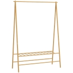 HOMCOM Bamboe Kledingrek met Schoenenrek en Haken, Vrijstaand, voor Entree, Slaapkamer, Natuurlijk Hout