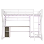 Cama alta para colchão 90×200 cm, com arrumação e espaço aberto por baixo da cama, sem colchão, 204x131,5x180 cm, Branco